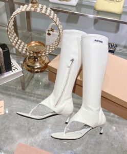 Miumiu Womens Stretch Nappa Leather Thong Boots-5