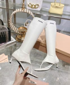 Miumiu Womens Stretch Nappa Leather Thong Boots-6