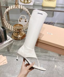 Miumiu Womens Stretch Nappa Leather Thong Boots-7