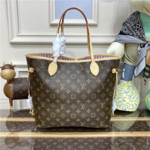 Monogram Canvas Neverfull MM M50366 Rose Ballerine-3.jpg
