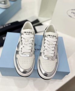Prada Unisex Elegant Sneakers 2EE364 Silver-2