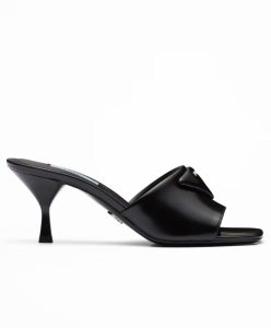 Prada Womens Brushed Leather Heeled Slides 1XX590-1