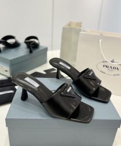 Prada Womens Brushed Leather Heeled Slides 1XX590-3