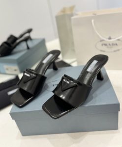 Prada Womens Brushed Leather Heeled Slides 1XX590-4