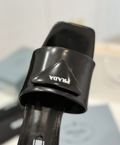 Prada Womens Brushed Leather Heeled Slides 1XX590-6