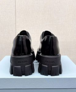 Prada Womens Brushed Leather Monolith Loafers Black-5