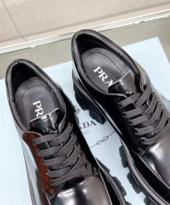 Prada Womens Brushed Leather Monolith Loafers Black-7