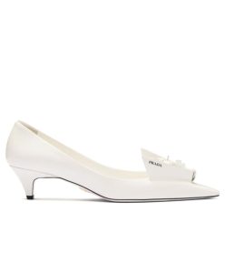 Prada Womens Brushed Leather Pumps With Floral Appliques 1I300N-1