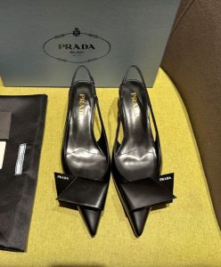 Prada Womens Brushed Leather Slingback Pumps 1I318N-2