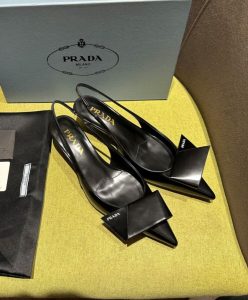 Prada Womens Brushed Leather Slingback Pumps 1I318N-3