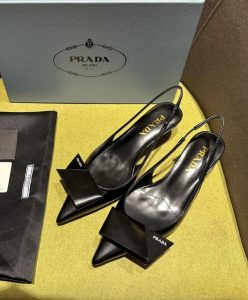 Prada Womens Brushed Leather Slingback Pumps 1I318N-4