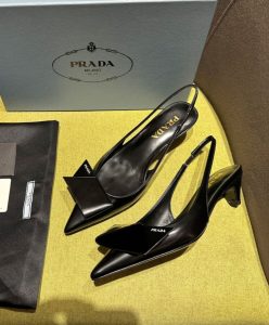 Prada Womens Brushed Leather Slingback Pumps 1I318N-5