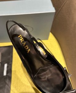 Prada Womens Brushed Leather Slingback Pumps 1I318N-8
