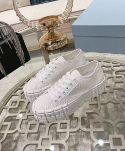 Prada Womens Double Wheel Sequin Sneakers-4