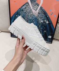 Prada Womens Double Wheel Sequin Sneakers-5