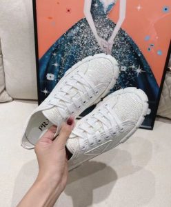Prada Womens Double Wheel Sequin Sneakers-7