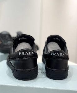 Prada Womens Downtown Leather Sneakers With Crystals 2EE393 Black-6