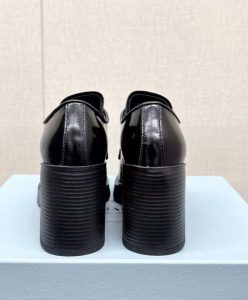 Prada Womens Heeled Brushed Leather Lace-ups Black-6