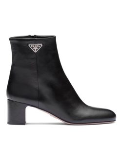 Prada Womens Leather Booties Black-1