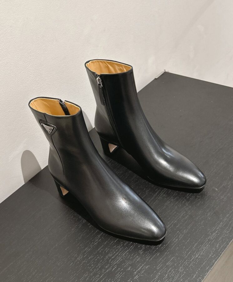 Prada Womens Leather Booties Black-3
