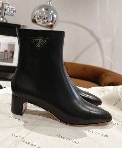 Prada Womens Leather Booties Black-4