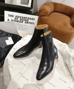 Prada Womens Leather Booties Black-5
