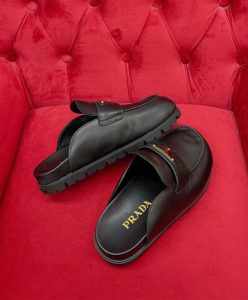 Prada Womens Leather Mules 1S430N Black-5
