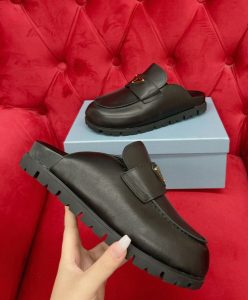 Prada Womens Leather Mules 1S430N Black-6