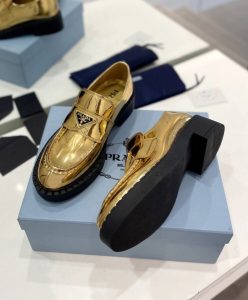 Prada Womens Metallic Leather Loafers 1D246M-6