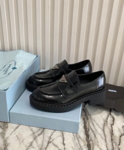 Prada Womens Monolith Brushed Leather Pointed Loafers-3