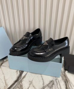 Prada Womens Monolith Brushed Leather Pointed Loafers-4