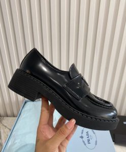 Prada Womens Monolith Brushed Leather Pointed Loafers-6
