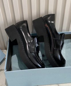 Prada Womens Monolith Brushed Leather Pointed Loafers-7