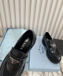 Prada Womens Monolith Brushed Leather Pointed Loafers-9