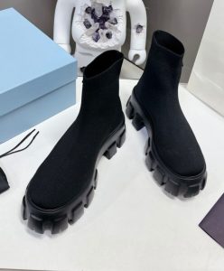 Prada Womens Monolith Knit Booties 1T115N Black-3