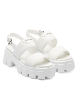 Prada Womens Monolith Leather Sandals 1X040N-1