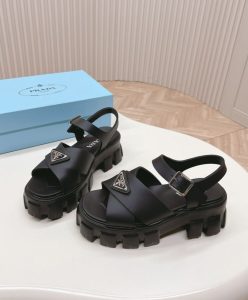 Prada Womens Monolith Rubber Sandals 1X382N-4
