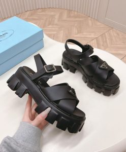 Prada Womens Monolith Rubber Sandals 1X382N-6
