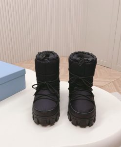 Prada Womens Nylon Gabardine Apres-ski Boots Black-2