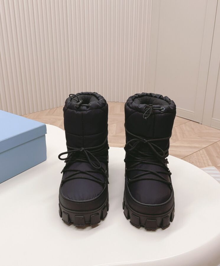 Prada Womens Nylon Gabardine Apres-ski Boots Black-2