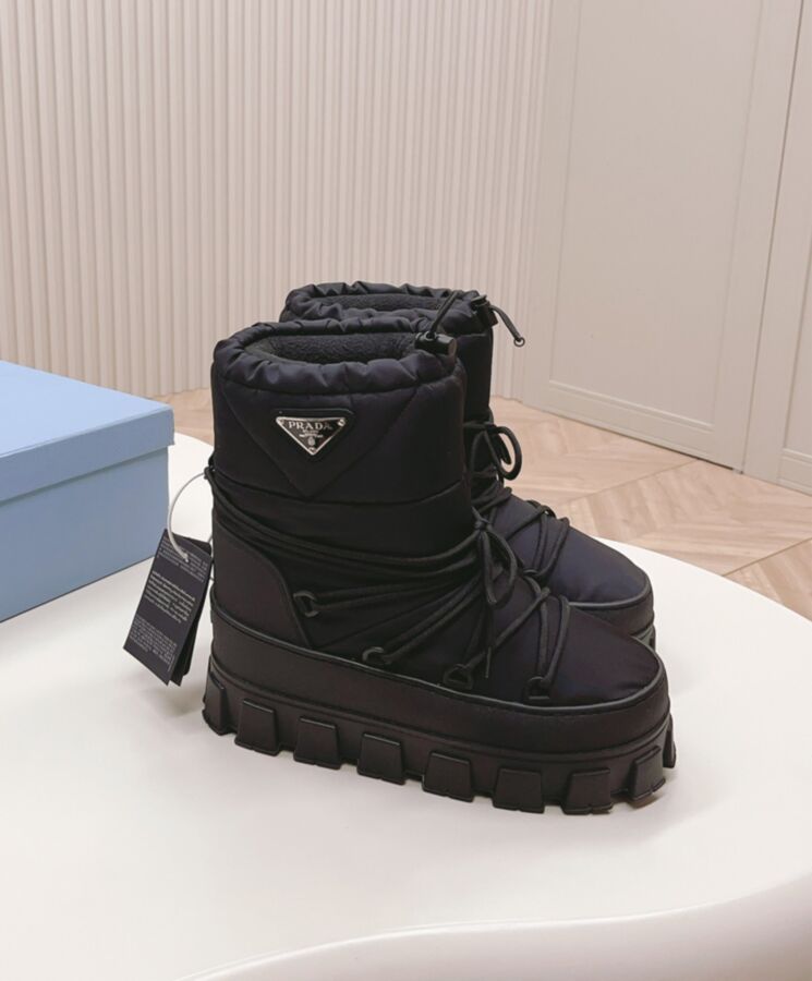 Prada Womens Nylon Gabardine Apres-ski Boots Black-3