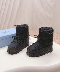 Prada Womens Nylon Gabardine Apres-ski Boots Black-5