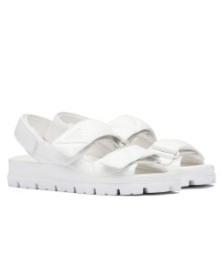 Prada Womens Padded Nappa Leather Sandals 1X721M White-1