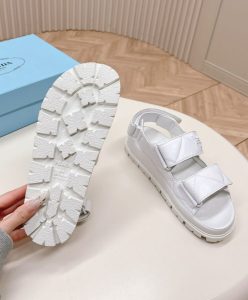 Prada Womens Padded Nappa Leather Sandals 1X721M White-10