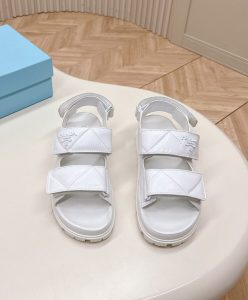 Prada Womens Padded Nappa Leather Sandals 1X721M White-2