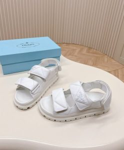 Prada Womens Padded Nappa Leather Sandals 1X721M White-4