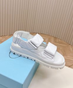 Prada Womens Padded Nappa Leather Sandals 1X721M White-5