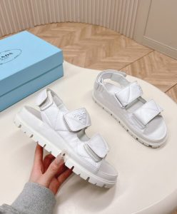 Prada Womens Padded Nappa Leather Sandals 1X721M White-6