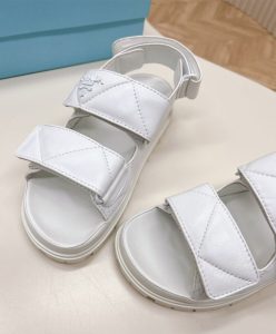 Prada Womens Padded Nappa Leather Sandals 1X721M White-7