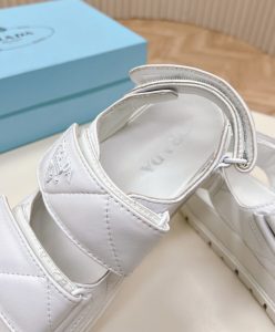 Prada Womens Padded Nappa Leather Sandals 1X721M White-9